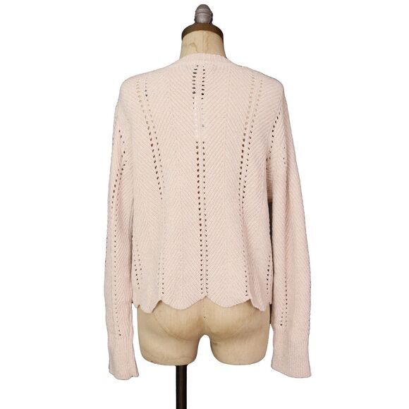 MICHAEL STARS Lakin Cropped Crewneck Pullover Sweater Petite LP Chalk Ivory B60 - Picture 4 of 6